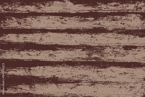 Detailed illustration of brown rustic wooden planks with distressed grunge texture. Features scratches, cracks, and worn natural details, ideal for vintage, retro, or abstract design backgrounds.