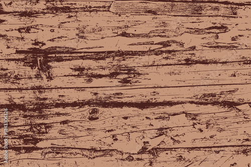 Detailed illustration of brown rustic wooden planks with distressed grunge texture. Features scratches, cracks, and worn natural details, ideal for vintage, retro, or abstract design backgrounds.