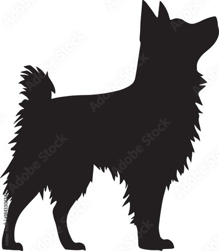 Silhouette of a Dog Standing Alertly Against a Transparent Background