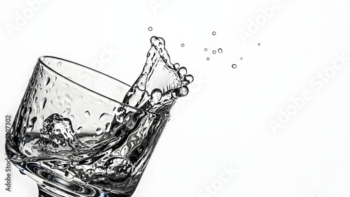 Close-up of Glass of Water Splashing.