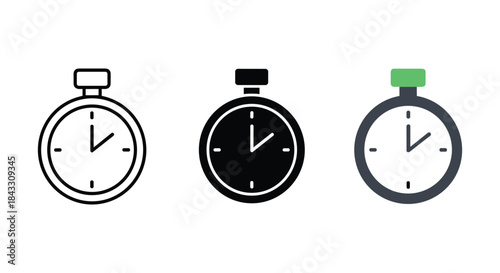 Set of stopwatch icons in different style