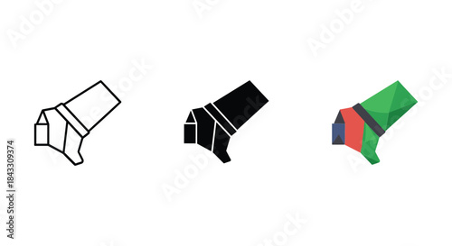 Three different colored sleeve illustrations