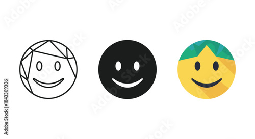 Different emoticon designs on white background