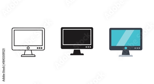 Computer monitor icons set