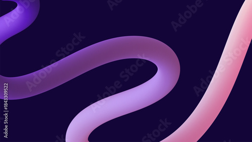 Smooth 3d fluid curve shape with pink and violet gradient tube for modern design background