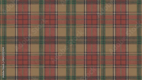 Classic red and green plaid pattern on beige