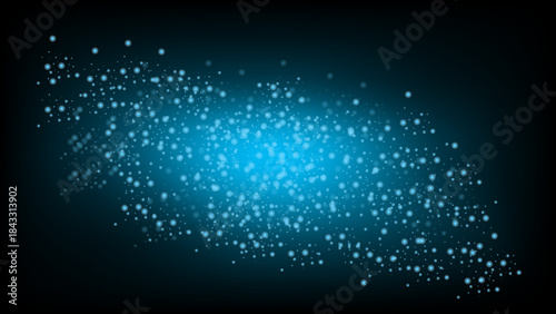 An abstract vector background featuring a dense cluster of glowing light blue particles or glitter dots