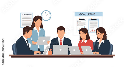 Diverse Business Team Collaborating on a Project During a Meeting with Laptops and Documents