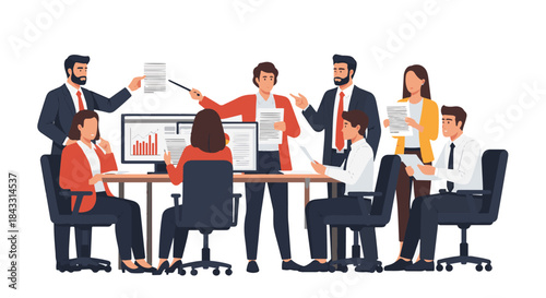 Diverse Business Team Collaborating in a Meeting Room Discussing Project Plans and Strategies