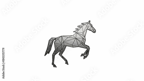Geometric horse illustration low poly animal art isolated on white background for design