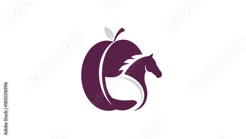 Horse silhouette inside a plum unique logo design abstract concept for branding and identity isolate