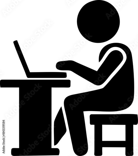Office Worker Using Laptop Icon