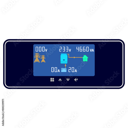 Solar inverter isolated on white background. Inverter control panel.
