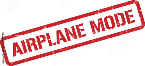 Distressed Red Airplane Mode Stamp Isolated Rectangle Shape on White Background for Mobile Devices