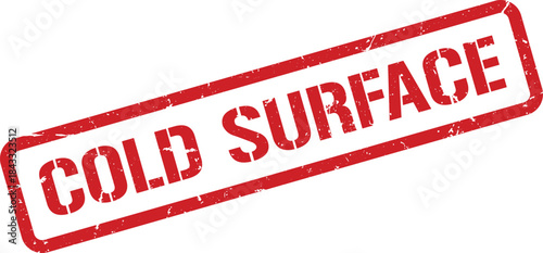 Red Rubber Stamp Impression Cold Surface Text with Distressed Texture Isolated on White Background