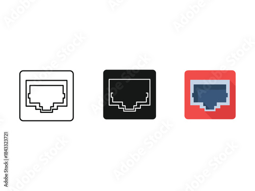 Ethernet port icon set