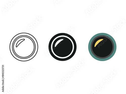 Three different camera lens illustrations