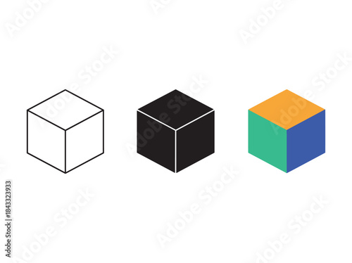 Different stages of cube with various colors and shading