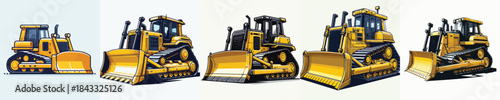  bulldozer vector white background