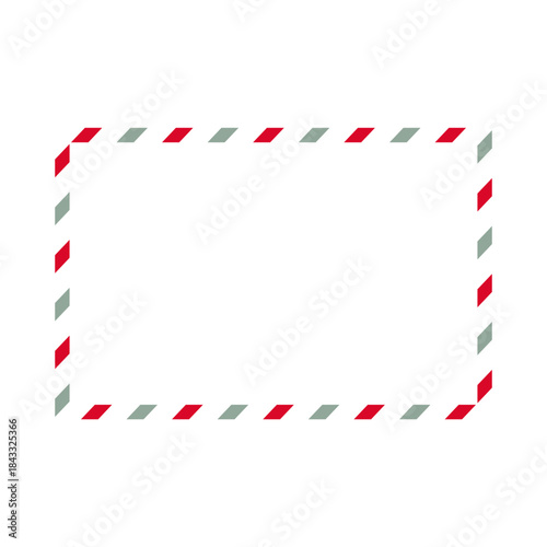 Festive Holiday Border Graphic with Red and Gray Diagonal Stripes