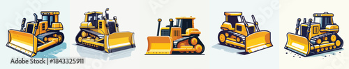  bulldozer vector white background