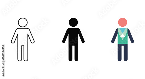 Three human figures representing diversity and identity