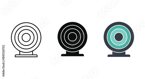 Set of simple webcam icons in different colors and styles