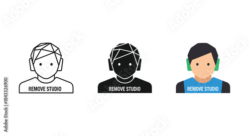 Different headphone user illustration set