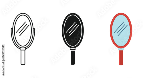 Collection of handheld mirror icons in different styles