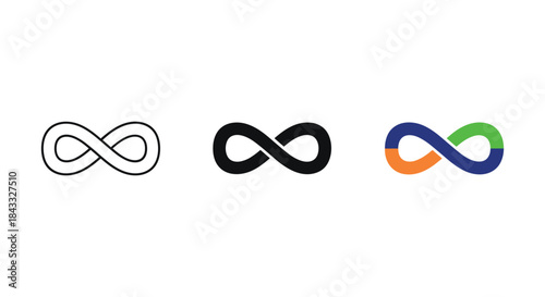 Infinity symbol variations on white background