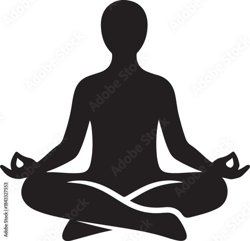 Yoga Tree Pose Silhouette – Balanced Meditation & Fitness Vector