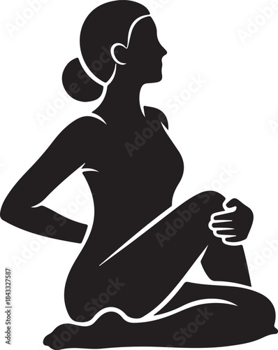 Yoga Tree Pose Silhouette – Balanced Meditation & Fitness Vector