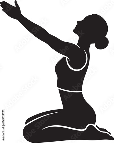 Yoga Tree Pose Silhouette – Balanced Meditation & Fitness Vector