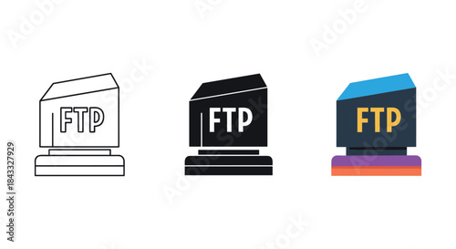 Ftp computer icons in different styles