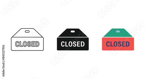 Closed sign tags in various colors and designs