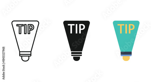 Tip icon set with different colors and designs