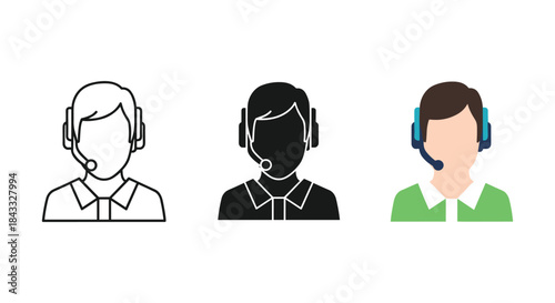 Customer support representatives wearing headsets