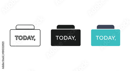 Today briefcase icon set in different colors and styles