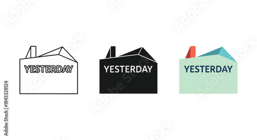 Yesterday milk carton icon set in various colors