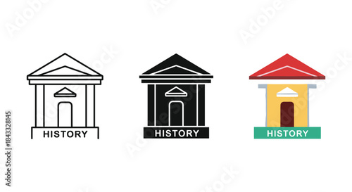 Historical building icons representing heritage and tradition