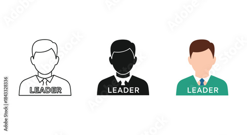 Different illustrations of a leader in various styles