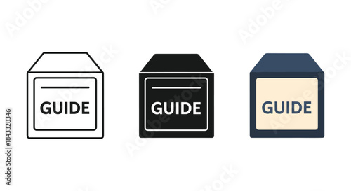 Guide book icons set for user manual and instructions