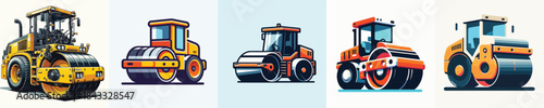 vector road roller white background flat design