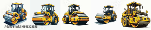 vector road roller white background flat design