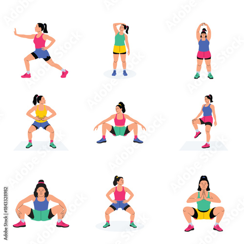 Stretching Vector Flat Illustration Set 1