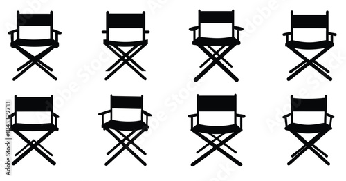 Director chair silhouette vector set for film and theater