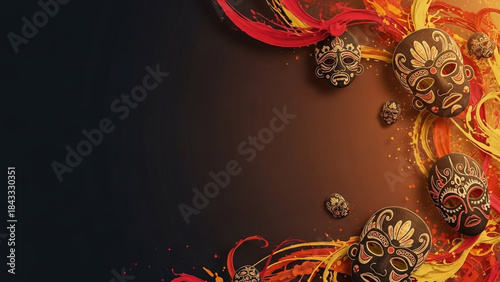 Ati-Atihan Celebration Backdrop with Mask Silhouettes