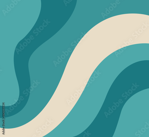 Abstract waves in tranquil teal hues evoke calm and modern design. abstract wave background