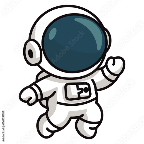 Cute cartoon astronaut floating in space, symbolizing exploration and adventure