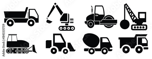 construction machines icon vector set construction 